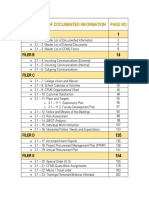 Description of Documented Information (Table Contents)