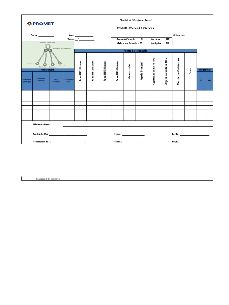 RG-911 Check List Inspeccion de Aparejo (RAMAL) | PDF