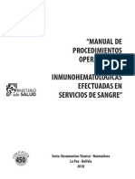 Manual de Procedimientos Operativos de Tecnicas Inmunohematologicas - Opt PDF