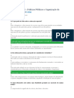 Prova Final Pedagogia POLITICAS PÚBLICAS E ORGANIZAÇÃO DA EDUCAÇÃO ESCOLAR BÁSICA