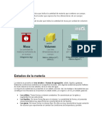 masa volumen densidad, estados de la materia, cambios fisicos y quimicos