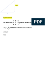 Mth100 Assignment No:2 Question 1 Row Operation and Question 2 Cramers Rule