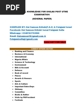 UNILAG GENERAL PAPER PRACTICE QUESTIONS(1)
