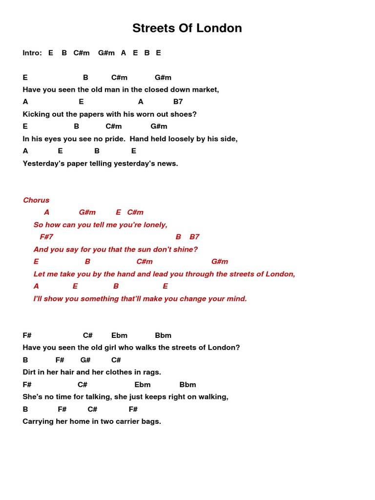 streets of london chords pdf