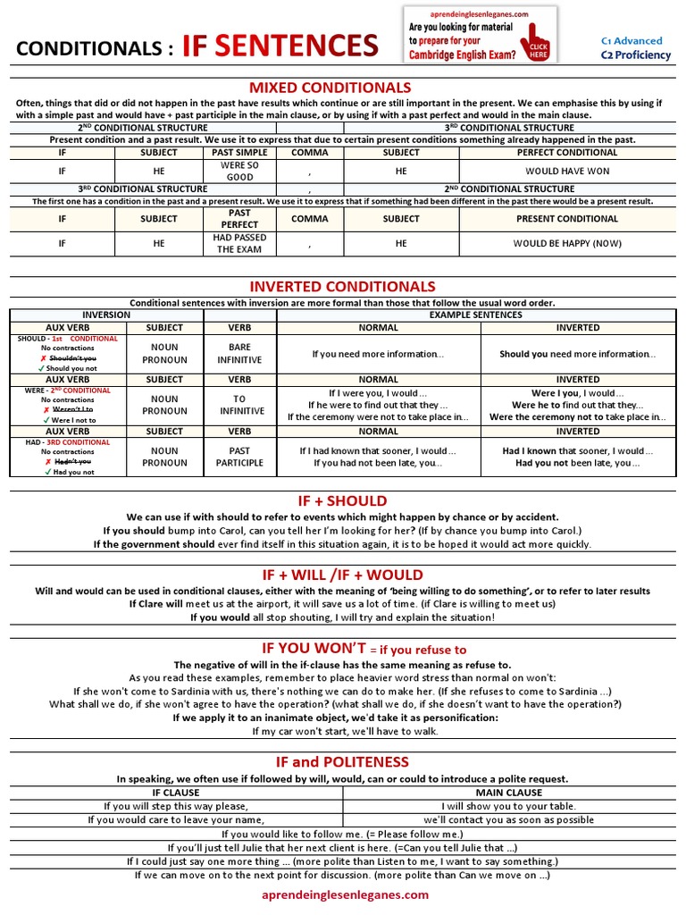 C1 Conditional Sentences Guide | PDF | Subject (Grammar) | Verb