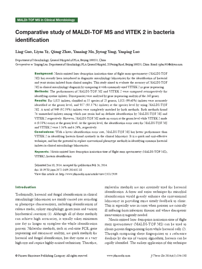 Maldi Vs Vitek | Download Free PDF | Bacteria | Mass Spectrometry