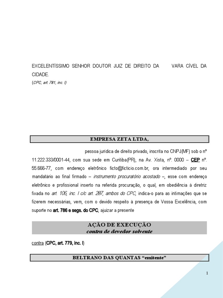 Acao Execucao Nota Promissoria PN614 | PDF | Nota promissória comercial ...