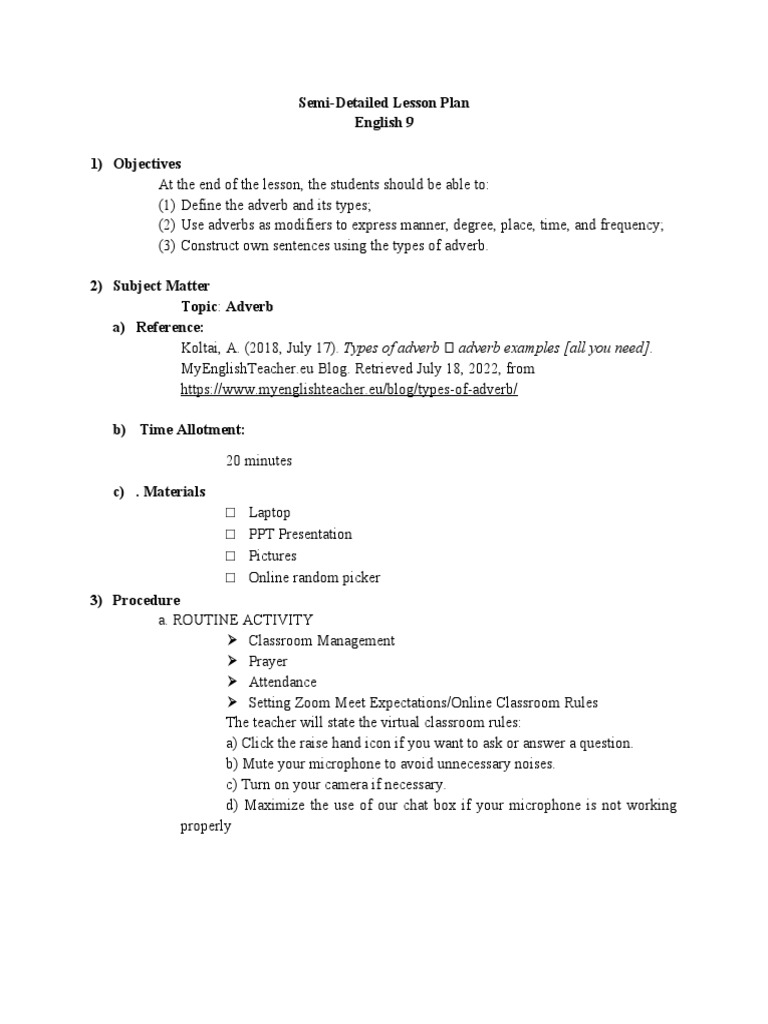 Adverb Lp Pdf Adverb Verb