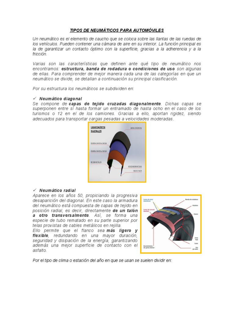 Tipos de Neumáticos | PDF | Neumático | Rueda