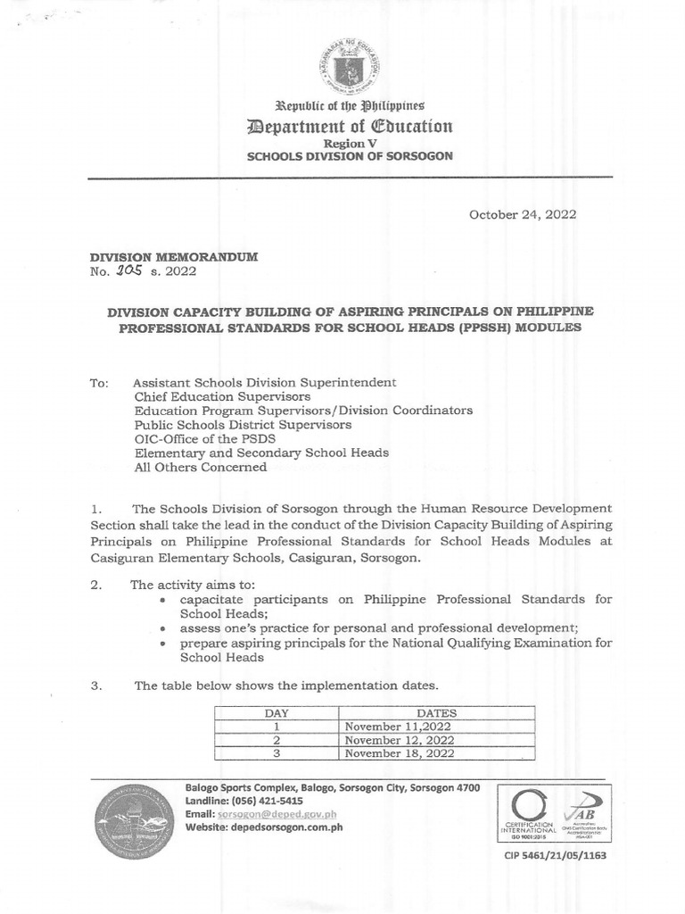 Division Memorandum No. 205, S. 2022 PDF PDF