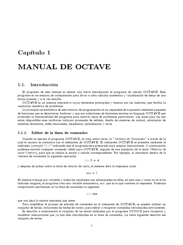 Introducción a Comandos de Octave | PDF | Matriz (Matemáticas ...