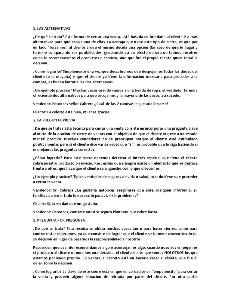 Técnicas Efectivas para Cerrar Ventas | PDF | Cliente | Verdad