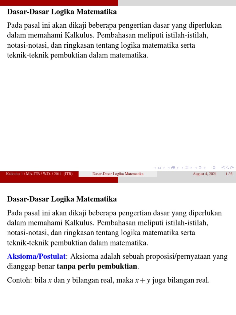 Dasar Logika Matematika untuk Kalkulus | PDF