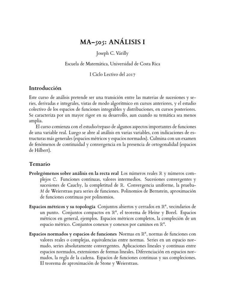Análisis I: Fundamentos Matemáticos | PDF | Campo (Matemáticas ...