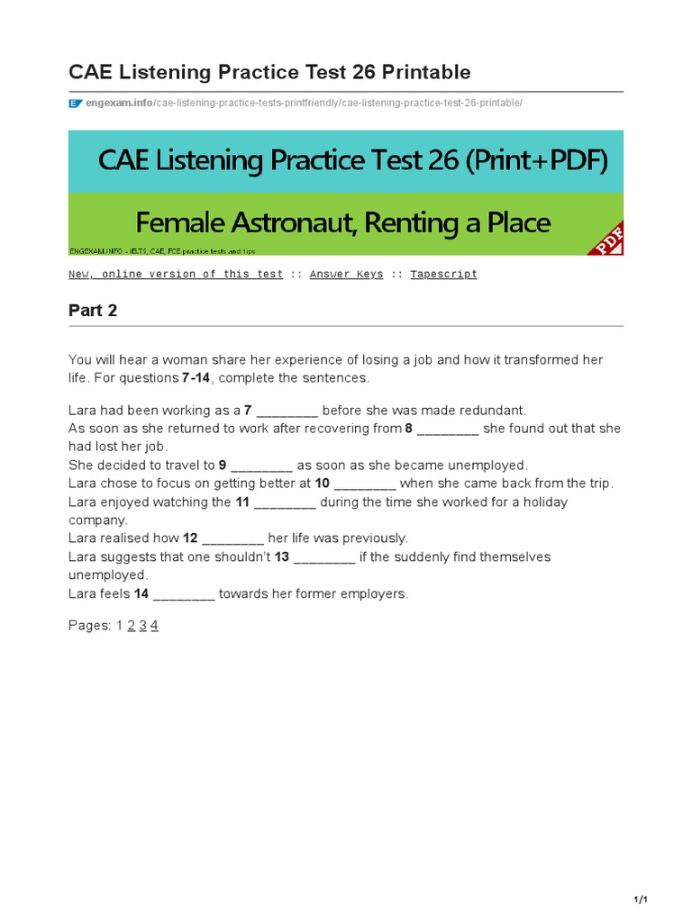 Engexam - info-CAE Listening Practice Test 26 Printable 3 | PDF