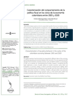 Caracterización Del Comportamiento de La Política Fiscal en Los Ciclos de La Economía Colombiana Entre 2005 y 2020