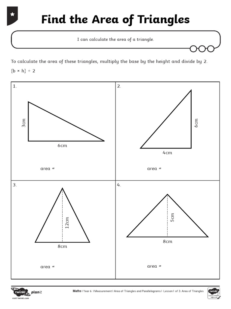 Find The Area of Triangles Activity Sheet PDF | PDF | Area | Quantity