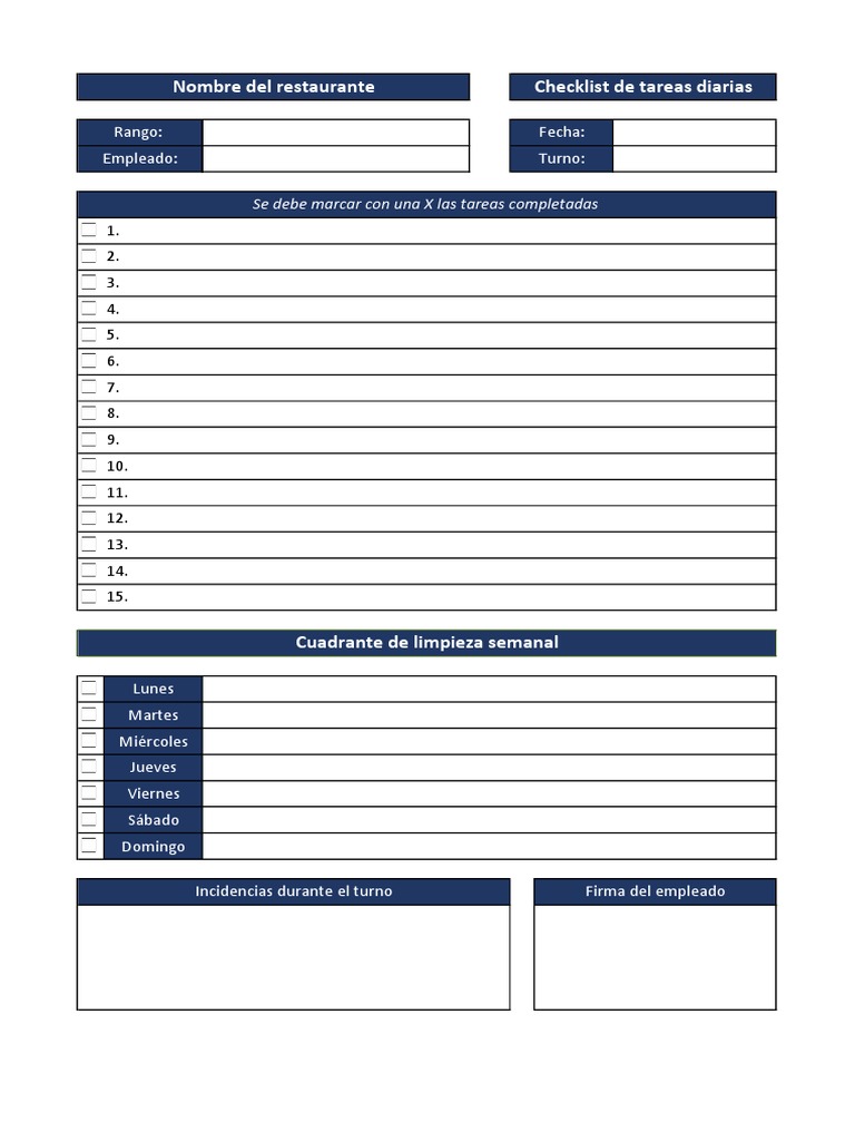 Checklist de Tareas Diarias Imprimible | PDF