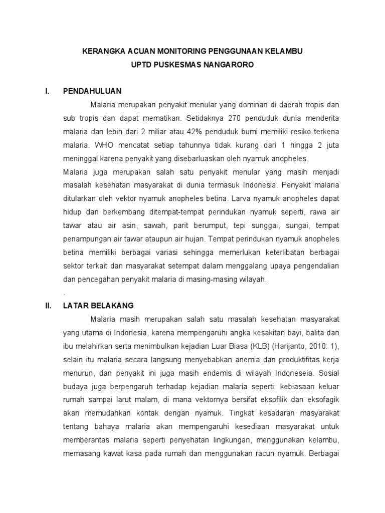 Monitoring Penggunaan Kelambu Malaria | PDF