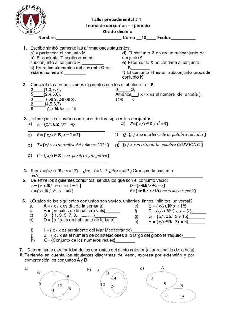 Teorema de Conjuntos y Ejercicios | PDF | Conjunto (Matemáticas ...