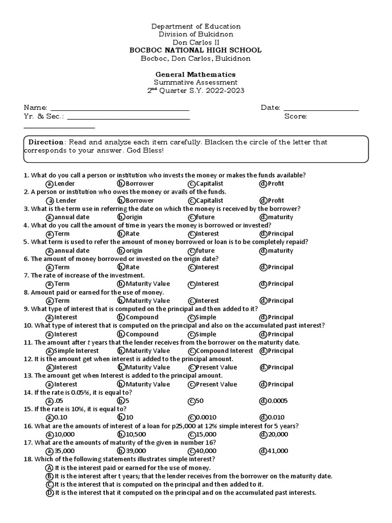 Senior High School General Mathematics Module