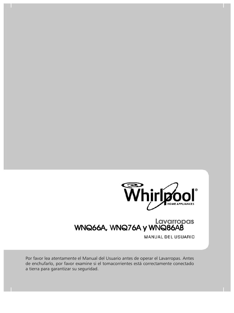 Destilar uvas prisa Manual de Usuario Whirlpool WNQ86AB (Español - 24 Páginas) | PDF