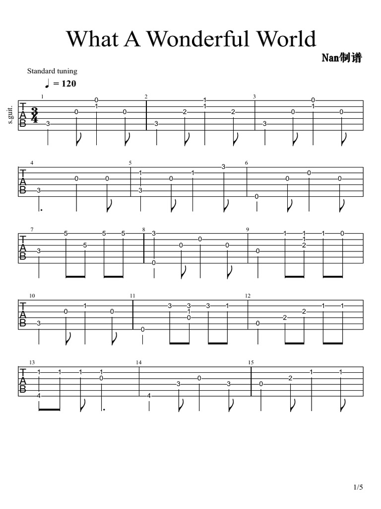 What A Wonderful World Guitar Easy Version | PDF | Character Encoding ...