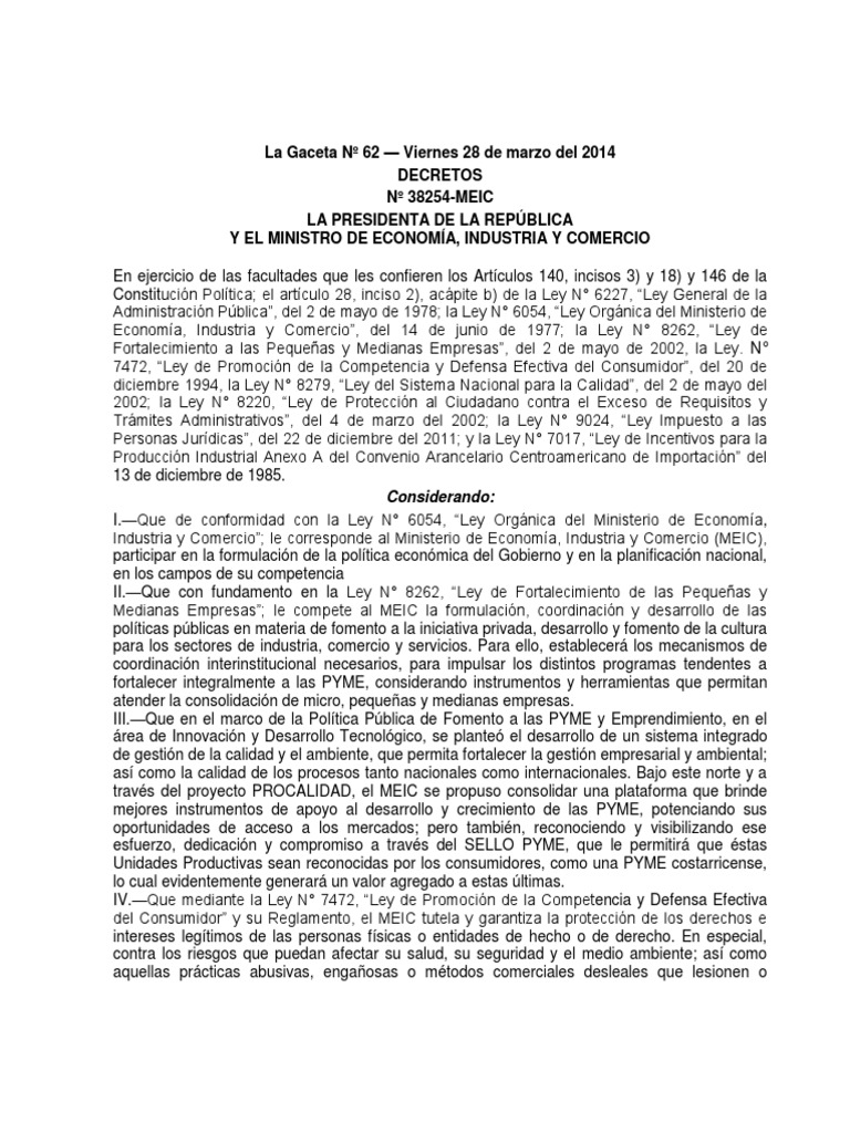 Reglamento del Sello PYME en Costa Rica | PDF | Pequeñas y medianas ...