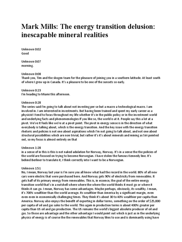 The Energy Transition Delusion Mark Mills PDF Inflation