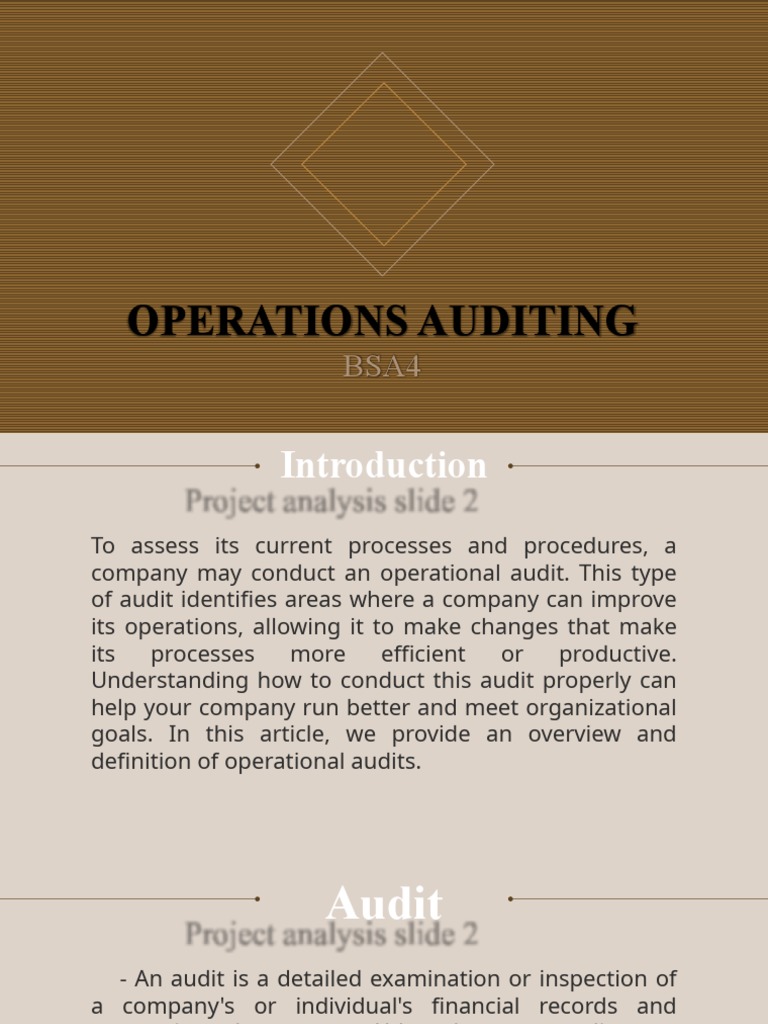 Overview of Operations Auditing | PDF | Audit | Internal Audit