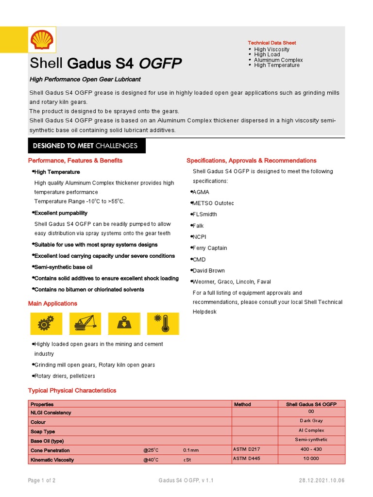 Shell Gadus S4 OGFP + Solid | PDF | Materials | Secondary Sector Of The ...