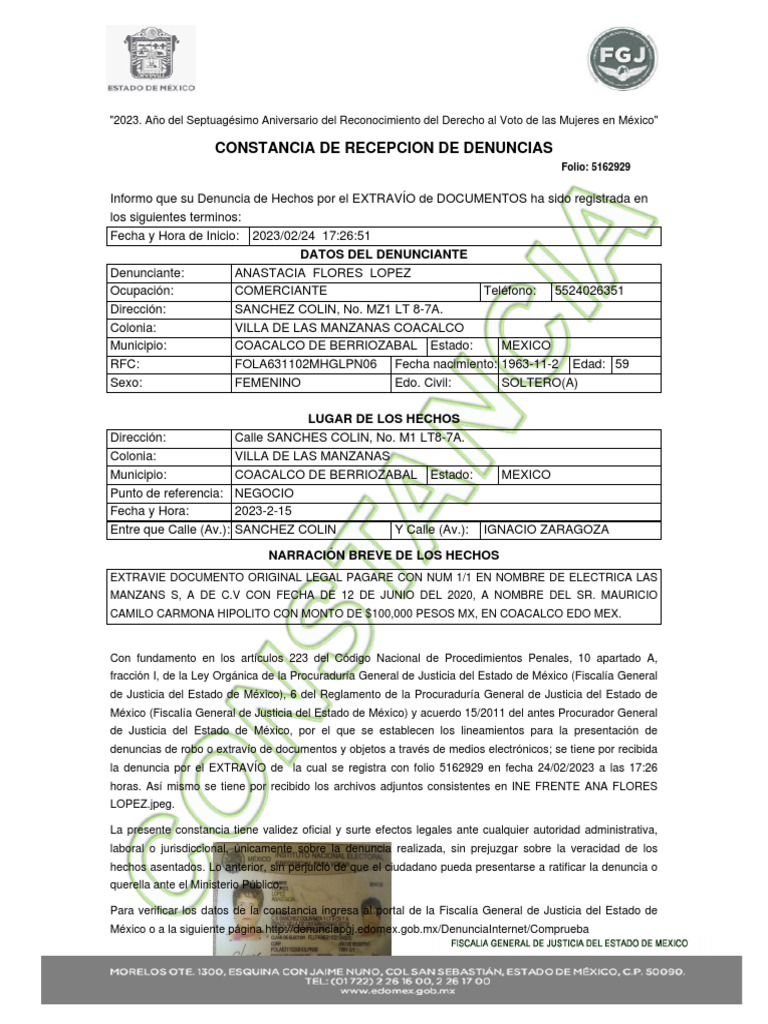 denuncia-por-extrav-o-de-documentos-en-edomex-pdf-m-xico-gobierno