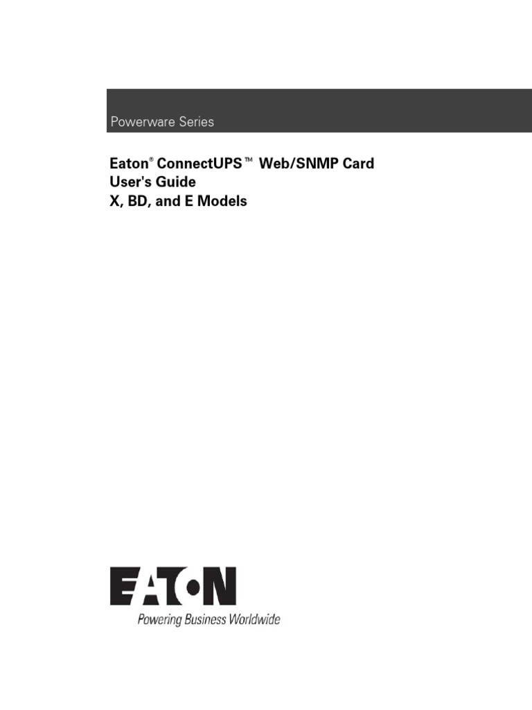 Eaton Connectups Web SNMP X BD e Models User Guide | PDF | World Wide ...