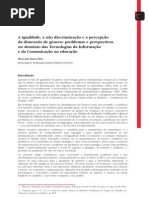 A igualdade, a não discriminação e a percepção da dimensão de género-problemas  e perspectivas no domínio das Tecnologias da Informação e da Comunidade na educação