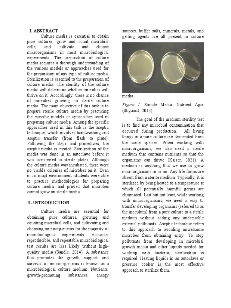 Preparing Sterile Culture Media Through Aseptic Technique and Autoclave Sterilization PDF