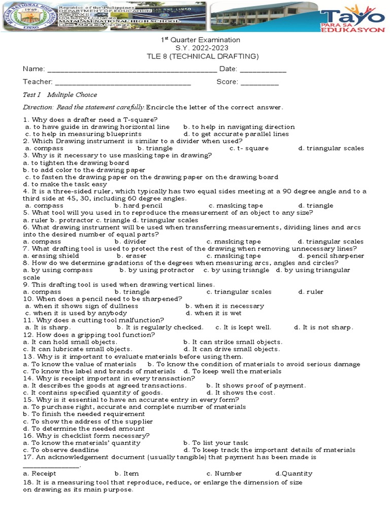 TlE Quarter Exam | PDF | Hazards | Risk