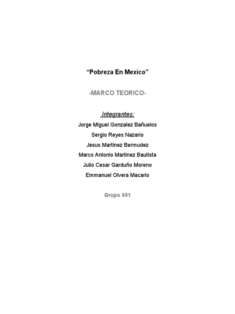 Pobreza en México: Causas y Tipos | PDF | Pobreza | Pobreza e indigencia