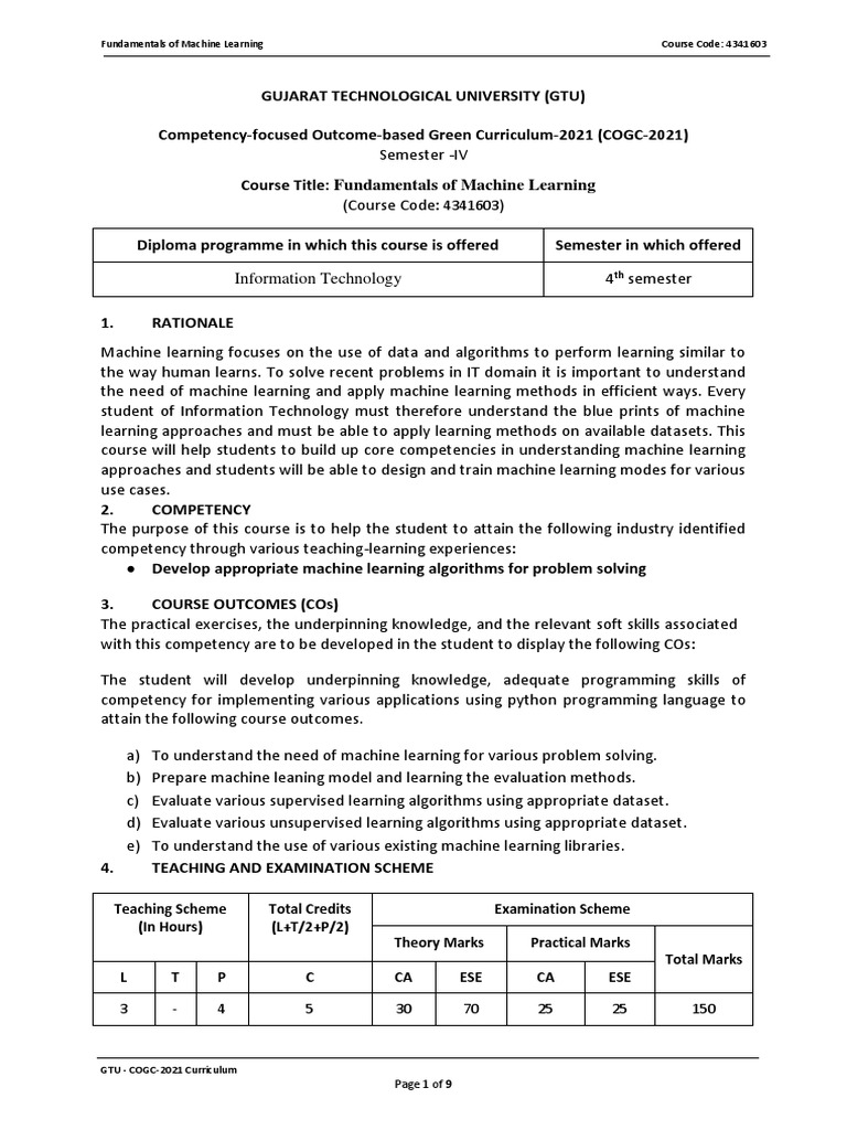Fundamentals of Machine Learning 4341603 | PDF | Machine Learning ...