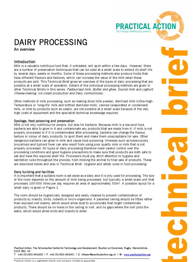 Overview of Small-Scale Dairy Processing | PDF | Technology & Engineering