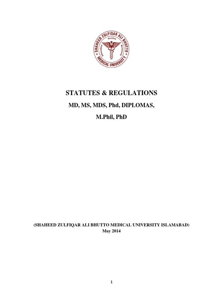 StatutesAndRegulations SZABMU EXAM PDF Doctor Of Medicine Thesis