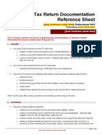 Tax Return Documentation Reference Sheet