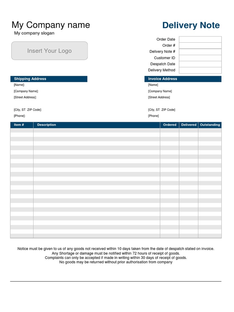 Delivery Note PDF | PDF