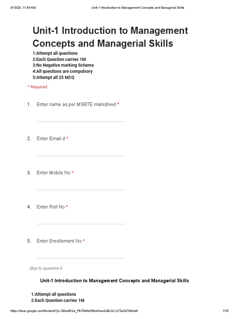 Unit-1 Introduction To Management Concepts and Managerial Skills ...