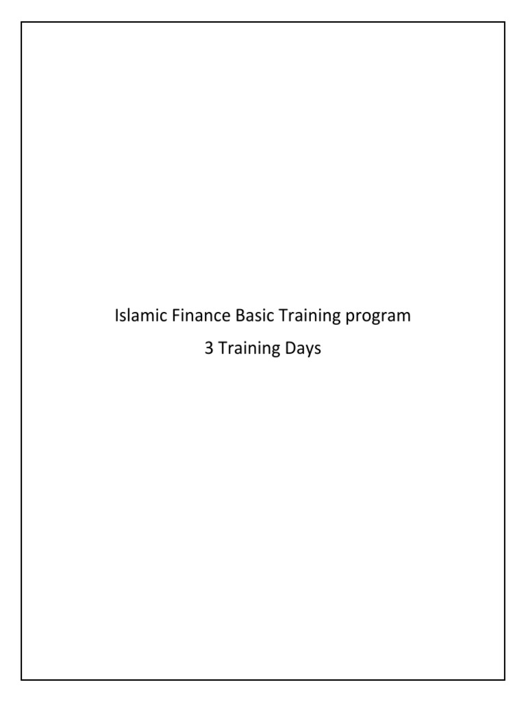 Islamic Finance Basic Training Program | PDF | Islamic Banking And ...