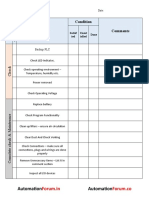 PLC Maintenance Checklist