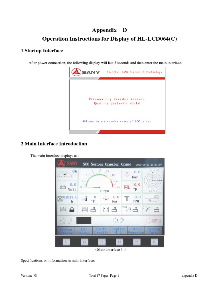D Operation Instructions For Display of HL-LCD064 (C) SCC500E-SCC3200 ...