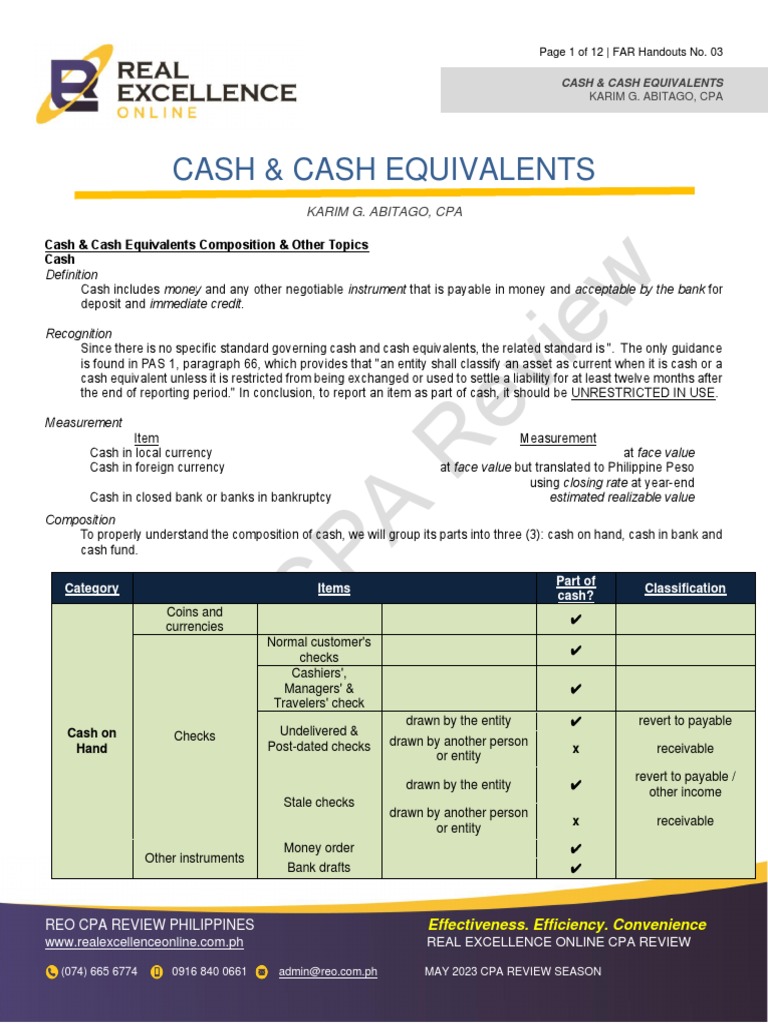 Understanding Cash & Cash Equivalents | PDF | Banks | Cash