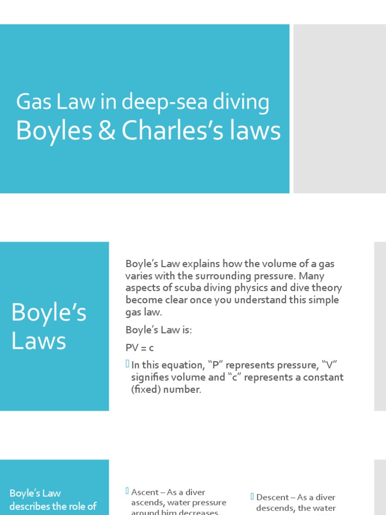 Gas Law in DeepSea Diving Boyles & Charles's Laws PDF