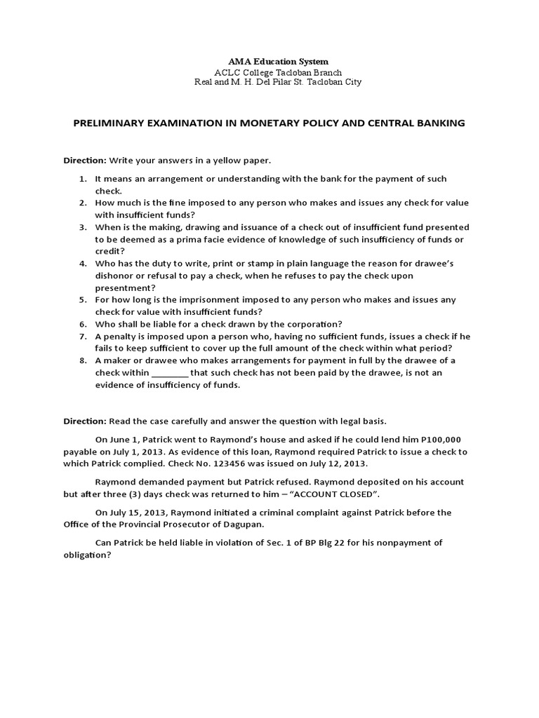 preliminary-examination-questions-on-monetary-policy-and-central