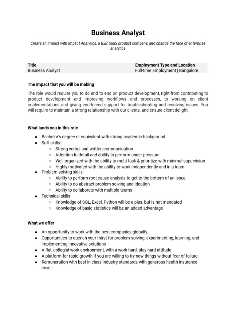 Business Analyst Role at Impact Analytics | PDF | Artificial ...